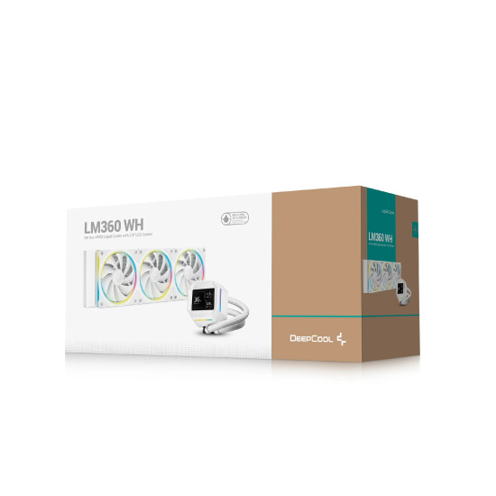 Водно охлаждане DeepCool LM360 WH, 2.4 инча IPS Display, 3x120mm, ARGB