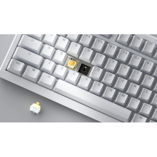 Безжична клавиатура Ducky Professional Gaming Mechanical Keyboard One X Wireless White - Ducky AI Switches [Linear], Bluetooth, 2.4