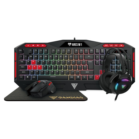 Геймърски комплект Gamdias Gaming COMBO 4-in-1 Keyboard, Mouse, Headphones, Pad - POSEIDON M2