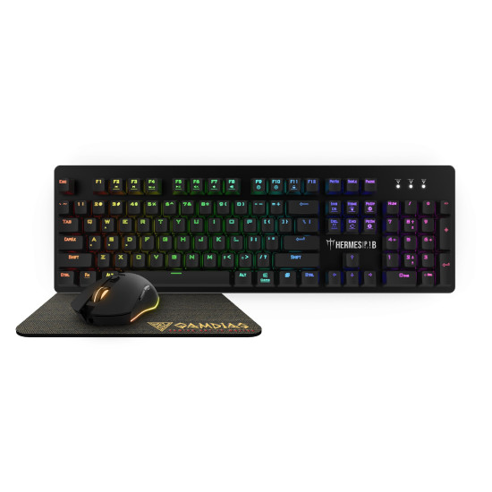 Геймърски комплект Gamdias Gaming COMBO Mechanical HERMES P1B 3-in-1 - Keyboard, Mouse, Mousepad