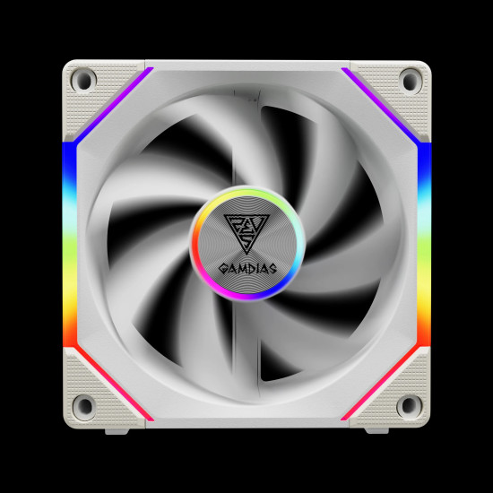 Комплект вентилатори Gamdias Fan Pack 3-in-1 3x120mm - AEOLUS P2-1203 White, Swappable Fan Blades (Reverse Fan Blades Included), Daisy-Chain, Infinity Mirror
