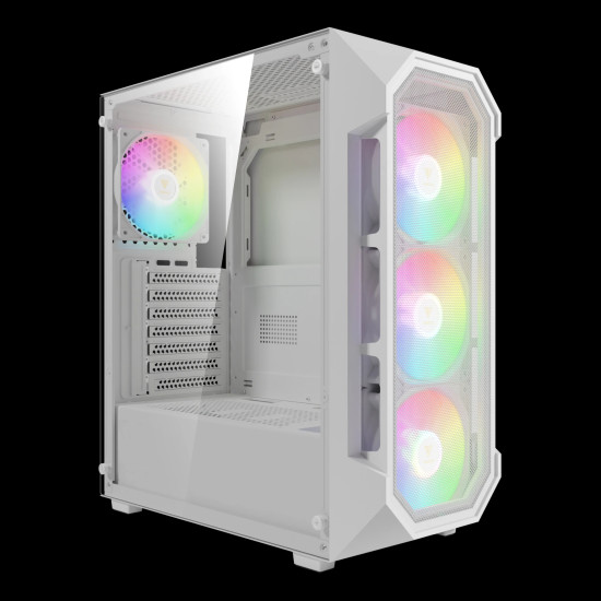 Кутия за компютър Gamdias Case ATX - AURA GC1 Elite White - Mesh, RGB, Tempered Glass
