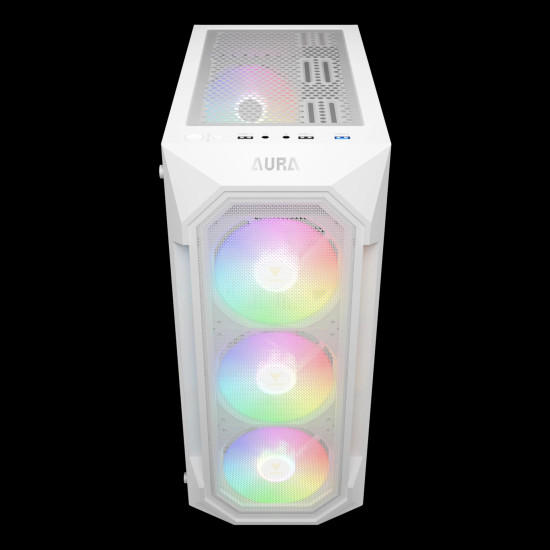 Кутия за компютър Gamdias Case ATX - AURA GC1 Elite White - Mesh, RGB, Tempered Glass