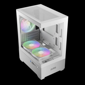 Кутия за компютър Gamdias Case mATX - AURA GC9M White - 3 x 120 mm A-RGB, Tempered Glass