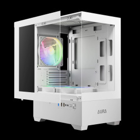 Кутия за компютър Gamdias Case mATX - AURA GC9M White - 3 x 120 mm A-RGB, Tempered Glass