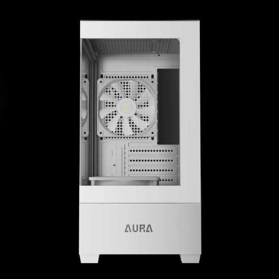 Кутия за компютър Gamdias Case mATX - AURA GC9M White - 3 x 120 mm A-RGB, Tempered Glass