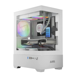 Кутия за компютър Gamdias Case mATX - AURA GC9M White - 3 x 120 mm A-RGB, Tempered Glass
