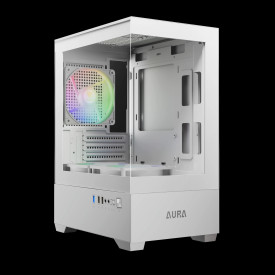Кутия за компютър Gamdias Case mATX - AURA GC9M White - 3 x 120 mm A-RGB, Tempered Glass