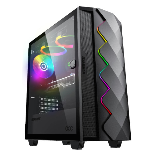 Кутия за компютър Gamemax Case EATX - Diamond COC Black - Addressable RGB
