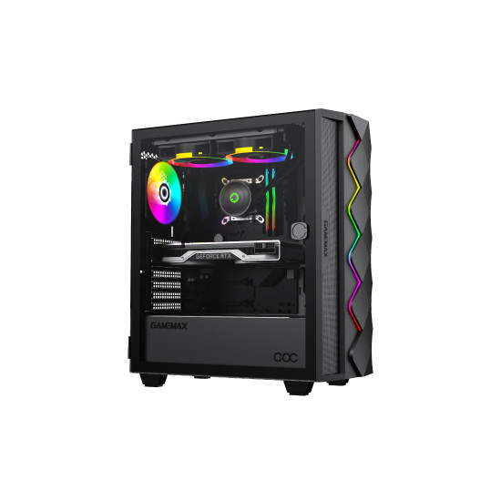 Кутия за компютър Gamemax Case EATX - Diamond COC Black - Addressable RGB