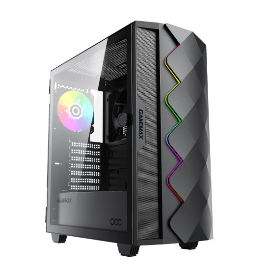 Кутия за компютър Gamemax Case EATX - Diamond COC Black - Addressable RGB