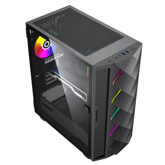 Кутия за компютър Gamemax Case EATX - Diamond COC Black - Addressable RGB