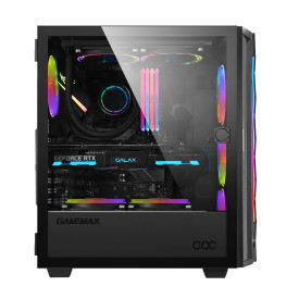 Кутия за компютър Gamemax Case EATX - Diamond COC Black - Addressable RGB