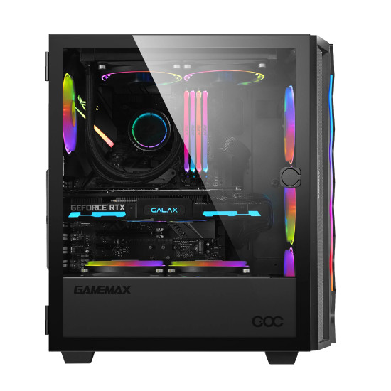Кутия за компютър Gamemax Case EATX - Diamond COC Black - Addressable RGB