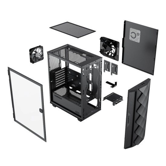 Кутия за компютър Gamemax Case EATX - Diamond COC Black - Addressable RGB