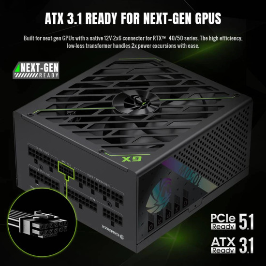 Захранване Gamemax PSU ATX 3.1 1050W Gold, Full Modular - GX PRO 1050G