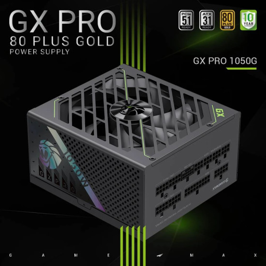Захранване Gamemax PSU ATX 3.1 1050W Gold, Full Modular - GX PRO 1050G