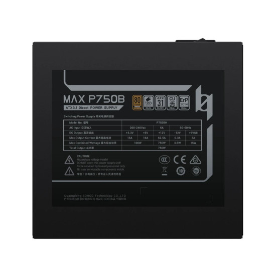 Захранване Gamemax PSU ATX 3.1 750W Bronze - MAX P750B