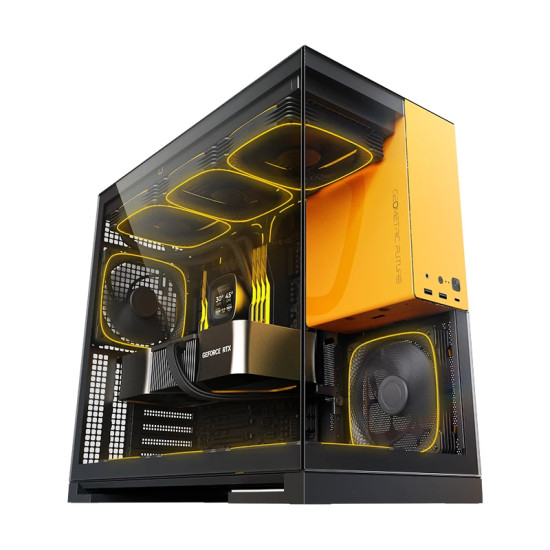 Кутия за компютър Geometric Future Case EATX - Model 5 Black/Yellow - 5 x 140 mm aRGB fans included