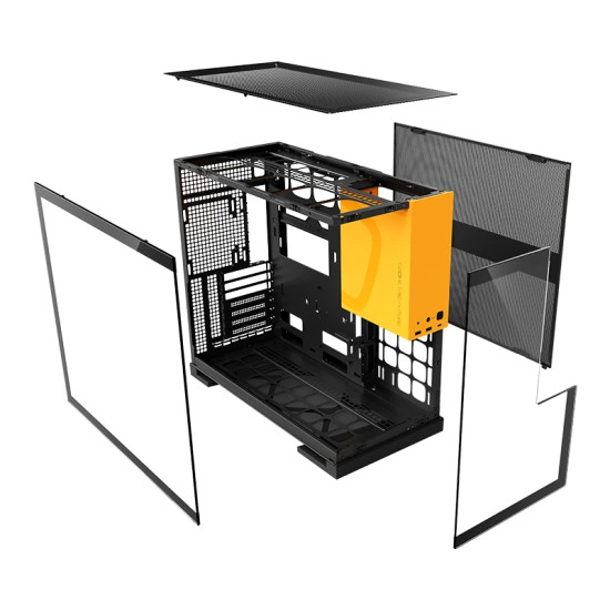 Кутия за компютър Geometric Future Case EATX - Model 5 Black/Yellow - 5 x 140 mm aRGB fans included