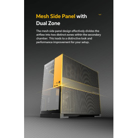 Кутия за компютър Geometric Future Case EATX - Model 5 Black/Yellow - 5 x 140 mm aRGB fans included