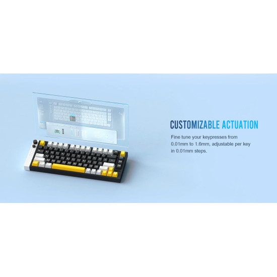 Клавиатура Lamzu Professional Gaming Mechanical Keyboard JET 75 - 8K, Magnetic Gateron Jade Switches - Black/Yellow