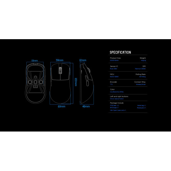 Безжична мишка Lamzu INCA 8K - Wireless Gaming Mouse - White