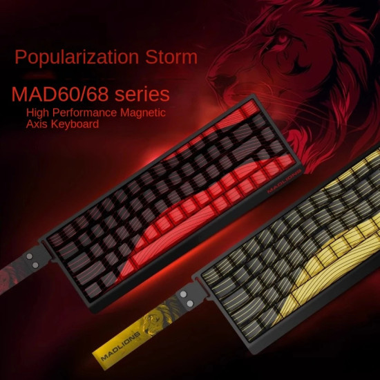 Клавиатура Madlions Professional Gaming Mechanical Keyboard MAD 60 HE Contour Flagship - 8K, Magnetic Amber Pro [Linear]
