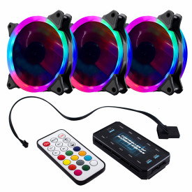 Комплект вентилатори Makki FAN SET 3 x Fan 120mm RGB 2 rings, controller, remote