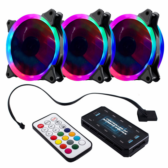 Комплект вентилатори Makki FAN SET 3 x Fan 120mm RGB 2 rings, controller, remote