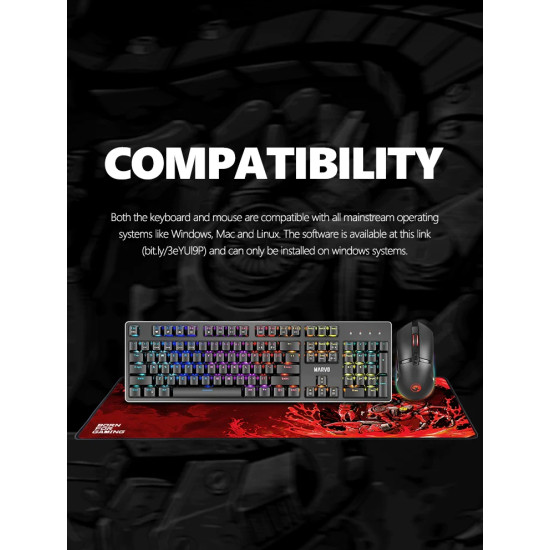 Комплект клавиатура и мишка Marvo Gaming COMBO CM372 3-in-1 - Mechanical Keyboard, Mouse, Mousepad