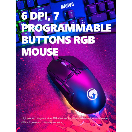 Комплект клавиатура и мишка Marvo Gaming COMBO CM372 3-in-1 - Mechanical Keyboard, Mouse, Mousepad
