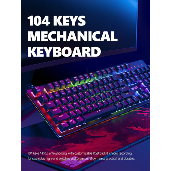 Комплект клавиатура и мишка Marvo Gaming COMBO CM372 3-in-1 - Mechanical Keyboard, Mouse, Mousepad