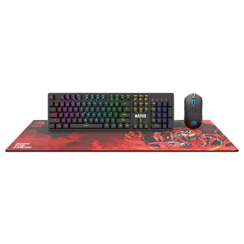 Комплект клавиатура и мишка Marvo Gaming COMBO CM372 3-in-1 - Mechanical Keyboard, Mouse, Mousepad