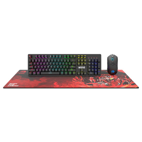 Комплект клавиатура и мишка Marvo Gaming COMBO CM372 3-in-1 - Mechanical Keyboard, Mouse, Mousepad
