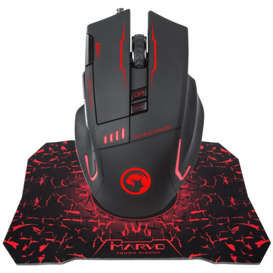 Комплект клавиатура и мишка Marvo Gaming COMBO G909+G1 2-in-1 - Mouse Programmable, Mousepad - MARVO-G909+G1
