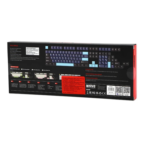 Капачки за клавиатура Marvo Custom Keycap Set PBT, 104 keys - Dark Blue, Black, Cyan