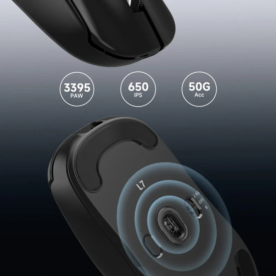Безжична мишка MCHOSE L7 Pro White - Wireless Gaming Mouse - Dual 8K, Kailh Optical