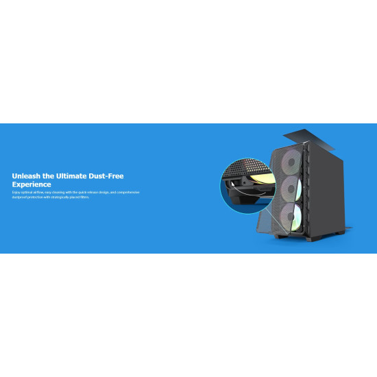 Кутия за компютър Montech AIR 903 MAX, Mid-tower, TG, 4x140mm Fans, ARGB, Black