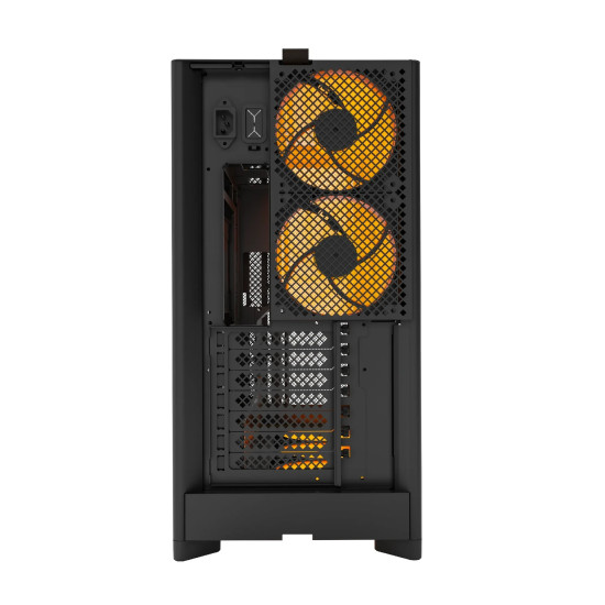 Кутия за компютър Montech HS01 PRO, Mid-Tower, Mesh, 5x120mm ARGB вентилатора, Reversible Layout, Black