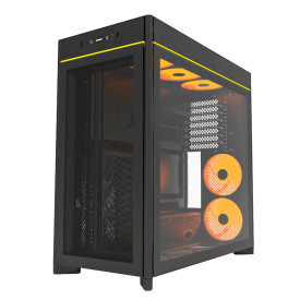 Кутия за компютър Montech HS01 PRO, Mid-Tower, Mesh, 5x120mm ARGB вентилатора, Reversible Layout, Black