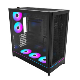 Кутия за компютър Montech HS01 PRO, Mid-Tower, Mesh, 5x120mm ARGB вентилатора, Reversible Layout, Black