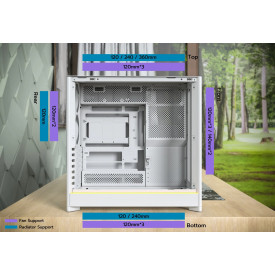 Кутия за компютър Montech HS01 PRO, Mid-Tower, Mesh, 5x120mm ARGB вентилатора, Reversible Layout, Black