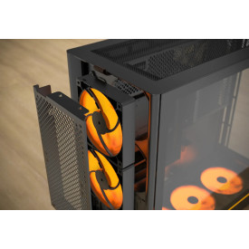 Кутия за компютър Montech HS01 PRO, Mid-Tower, Mesh, 5x120mm ARGB вентилатора, Reversible Layout, Black