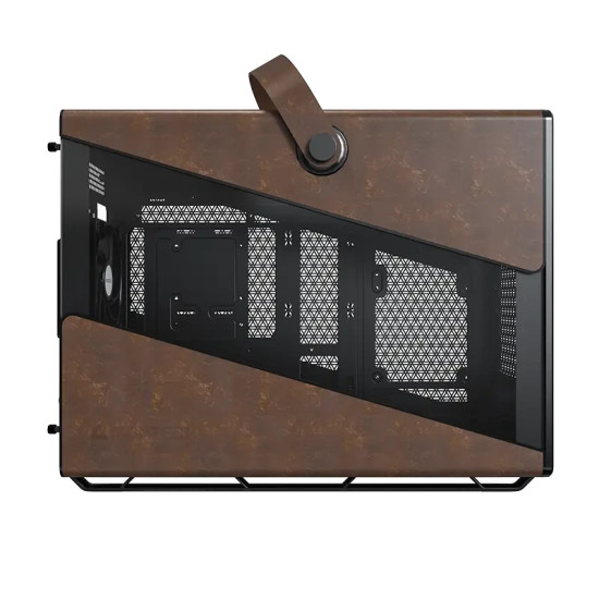 Кутия за компютър Montech Case mATX - Heritage PRO (B) - USB-C, Leather, 4 x 120 mm Fans, Black