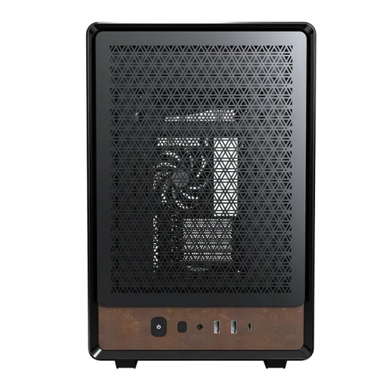 Кутия за компютър Montech Case mATX - Heritage PRO (B) - USB-C, Leather, 4 x 120 mm Fans, Black