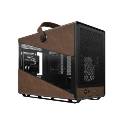 Кутия за компютър Montech Case mATX - Heritage PRO (B) - USB-C, Leather, 4 x 120 mm Fans, Black
