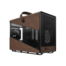 Кутия за компютър Montech Case mATX - Heritage PRO (B) - USB-C, Leather, 4 x 120 mm Fans, Black