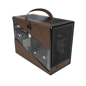 Кутия за компютър Montech Case mATX - Heritage PRO (B) - USB-C, Leather, 4 x 120 mm Fans, Black