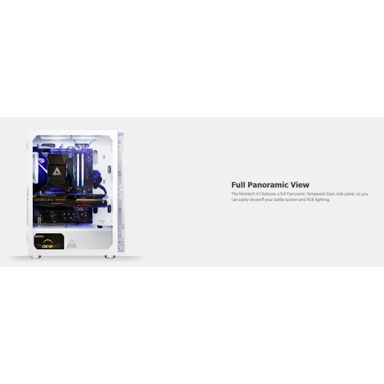 Кутия за компютър Montech X3 MESH, Mid-tower Case, TG, 6 fixed RGB Fans, White